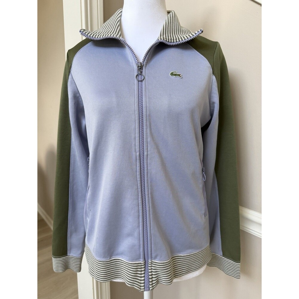 Lacoste Sport Women Full-Zip Piqué Colorblock Track Jacket Pockets Slim Size 40
